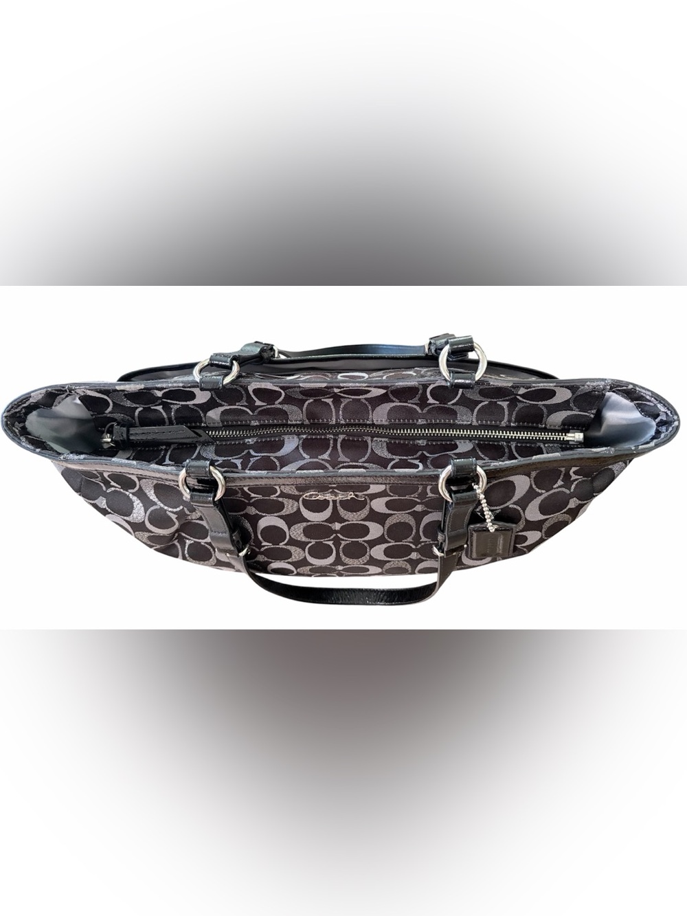 Coach Gallery Black & Silver Signature Tote EUC - Picture 6 of 10